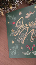 Charger et lire la vidéo dans la visionneuse de la Galerie, Carte double Joyeux Noël fond vert et dorure
