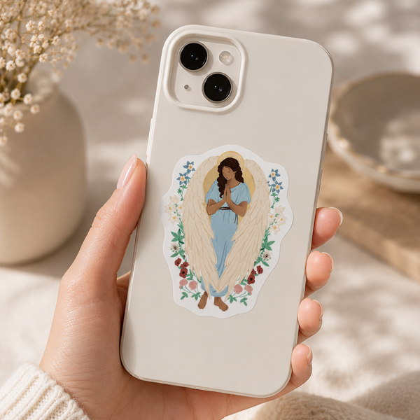 Sticker Ange gardien fleuri
