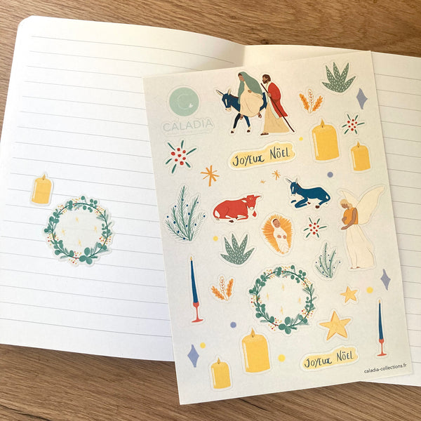 Planche de 15 stickers religieux Noël