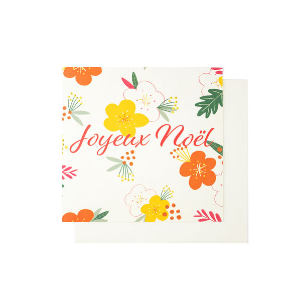 Carte Joyeux Noël fleurs